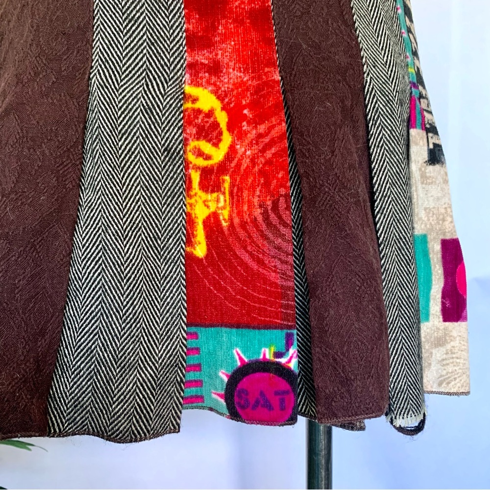 p l e a t :: Unique Bold Multimedia Pleated Mini Skirt Tweed Velvet - Picture 11 of 15